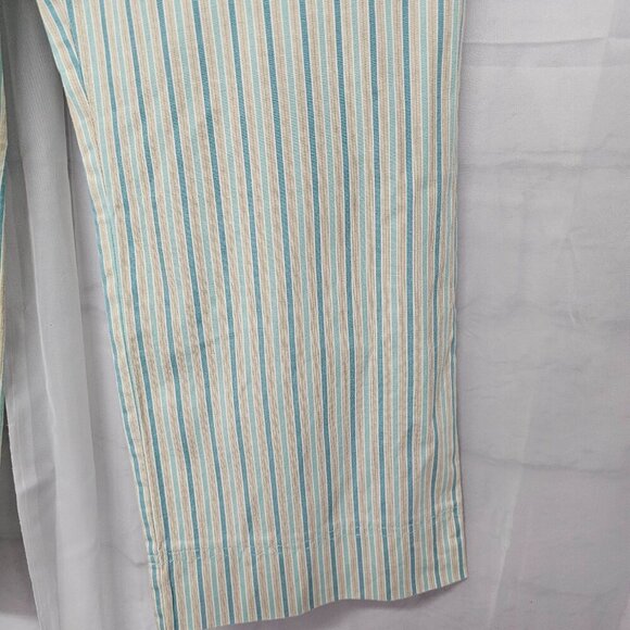 Loft Blue Tan Striped Cropped Casual Pants Boho Summer 12 - Picture 7 of 13